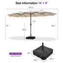 PURPLE LEAF Table Umbrella Double Sided Rectangular Patio Market Umbrella with Base