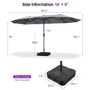 PURPLE LEAF Table Umbrella Double Sided Rectangular Patio Market Umbrella with Base