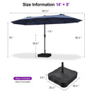 PURPLE LEAF Table Umbrella Double Sided Rectangular Patio Market Umbrella with Base