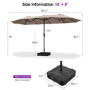 PURPLE LEAF Table Umbrella Double Sided Rectangular Patio Market Umbrella with Base