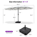 PURPLE LEAF Table Umbrella Double Sided Rectangular Patio Market Umbrella with Base