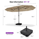 PURPLE LEAF Double Sided Patio Umbrella with Light Large Market Umbrellas with Base