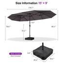PURPLE LEAF Table Umbrella Double Sided Rectangular Patio Market Umbrella with Base