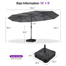 PURPLE LEAF Table Umbrella Double Sided Rectangular Patio Market Umbrella with Base