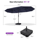 PURPLE LEAF Table Umbrella Double Sided Rectangular Patio Market Umbrella with Base