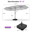 PURPLE LEAF Table Umbrella Double Sided Rectangular Patio Market Umbrella with Base