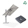PURPLE LEAF UV resistant rectangular patio umbrella with base, light grey.