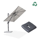 PURPLE LEAF UV resistant rectangular patio umbrella with base, light grey.