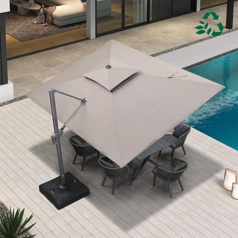 PURPLE LEAF UV50+ Fade Resistant Patio Cantilever Umbrella with Recycled Fabric