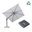 PURPLE LEAF white UV resistant patio umbrella with base, left-right tilt & 360° swivel.