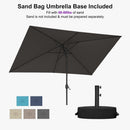 PURPLE LEAF Black Frame Outdoor Market Umbrellas Yard Tilting Patio Table Umbrella with Base