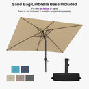 PURPLE LEAF Black Frame Outdoor Market Umbrellas Yard Tilting Patio Table Umbrella with Base