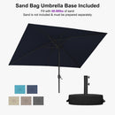 PURPLE LEAF Black Frame Outdoor Market Umbrellas Yard Tilting Patio Table Umbrella with Base