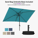 PURPLE LEAF Black Frame Outdoor Market Umbrellas Yard Tilting Patio Table Umbrella with Base