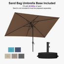 PURPLE LEAF Black Frame Outdoor Market Umbrellas Yard Tilting Patio Table Umbrella with Base