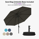 PURPLE LEAF Black Frame Outdoor Market Umbrellas Yard Tilting Patio Table Umbrella with Base
