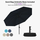 PURPLE LEAF Black Frame Outdoor Market Umbrellas Yard Tilting Patio Table Umbrella with Base