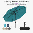 PURPLE LEAF Black Frame Outdoor Market Umbrellas Yard Tilting Patio Table Umbrella with Base