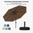 PURPLE LEAF Black Frame Outdoor Market Umbrellas Yard Tilting Patio Table Umbrella with Base