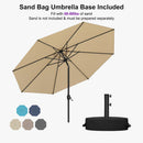 PURPLE LEAF Black Frame Outdoor Market Umbrellas Yard Tilting Patio Table Umbrella with Base