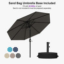 PURPLE LEAF Black Frame Outdoor Market Umbrellas Yard Tilting Patio Table Umbrella with Base
