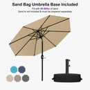 PURPLE LEAF Black Frame Outdoor Market Umbrellas Yard Tilting Patio Table Umbrella with Base