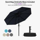 PURPLE LEAF Black Frame Outdoor Market Umbrellas Yard Tilting Patio Table Umbrella with Base