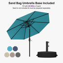 PURPLE LEAF Black Frame Outdoor Market Umbrellas Yard Tilting Patio Table Umbrella with Base