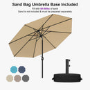 PURPLE LEAF Black Frame Outdoor Market Umbrellas Yard Tilting Patio Table Umbrella with Base