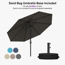 PURPLE LEAF Black Frame Outdoor Market Umbrellas Yard Tilting Patio Table Umbrella with Base
