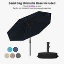 PURPLE LEAF Black Frame Outdoor Market Umbrellas Yard Tilting Patio Table Umbrella with Base