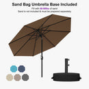 PURPLE LEAF Black Frame Outdoor Market Umbrellas Yard Tilting Patio Table Umbrella with Base