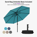 PURPLE LEAF Black Frame Outdoor Market Umbrellas Yard Tilting Patio Table Umbrella with Base