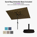 PURPLE LEAF Black Frame Tilting Market Umbrella with Lights Table Umbrella with Base Outside Patio