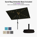 PURPLE LEAF Black Frame Tilting Market Umbrella with Lights Table Umbrella with Base Outside Patio