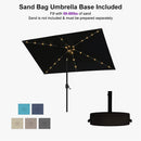 PURPLE LEAF Black Frame Tilting Market Umbrella with Lights Table Umbrella with Base Outside Patio