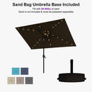 PURPLE LEAF Black Frame Tilting Market Umbrella with Lights Table Umbrella with Base Outside Patio