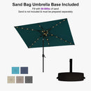 PURPLE LEAF Black Frame Tilting Market Umbrella with Lights Table Umbrella with Base Outside Patio