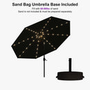 PURPLE LEAF Black Frame Tilting Market Umbrella with Lights Table Umbrella with Base Outside Patio