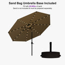 PURPLE LEAF Black Frame Tilting Market Umbrella with Lights Table Umbrella with Base Outside Patio