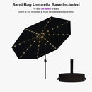 PURPLE LEAF Black Frame Tilting Market Umbrella with Lights Table Umbrella with Base Outside Patio