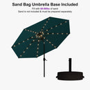PURPLE LEAF Black Frame Tilting Market Umbrella with Lights Table Umbrella with Base Outside Patio