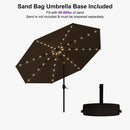 PURPLE LEAF Black Frame Tilting Market Umbrella with Lights Table Umbrella with Base Outside Patio