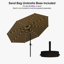 PURPLE LEAF Black Frame Tilting Market Umbrella with Lights Table Umbrella with Base Outside Patio