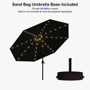 PURPLE LEAF Black Frame Tilting Market Umbrella with Lights Table Umbrella with Base Outside Patio