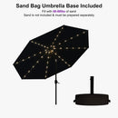PURPLE LEAF Black Frame Tilting Market Umbrella with Lights Table Umbrella with Base Outside Patio