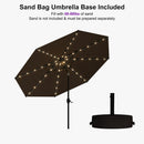 PURPLE LEAF Black Frame Tilting Market Umbrella with Lights Table Umbrella with Base Outside Patio