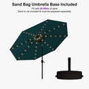 PURPLE LEAF Black Frame Tilting Market Umbrella with Lights Table Umbrella with Base Outside Patio