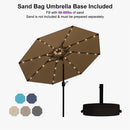 PURPLE LEAF Black Frame Tilting Market Umbrella with Lights Table Umbrella with Base Outside Patio