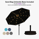 PURPLE LEAF Black Frame Tilting Market Umbrella with Lights Table Umbrella with Base Outside Patio